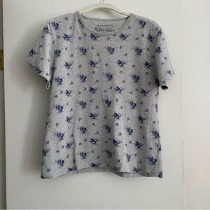 Vintage T-Shirt with Blue Floral Print